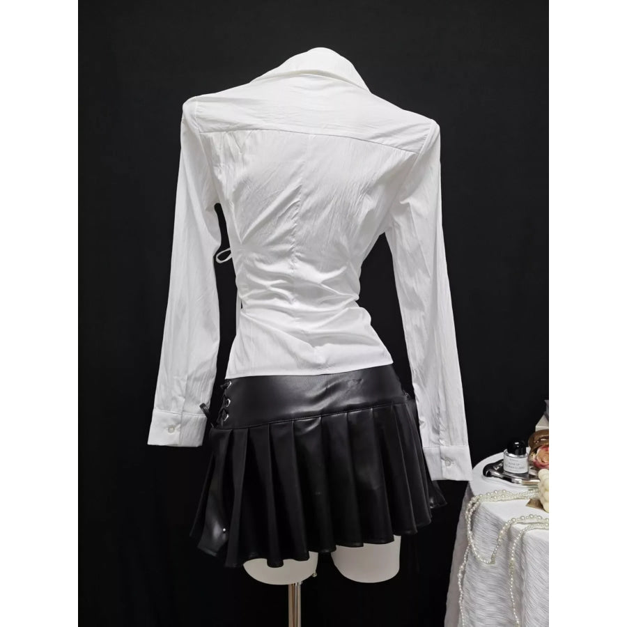 Side Tied Long Sleeve Shirt Apparel and Accessories