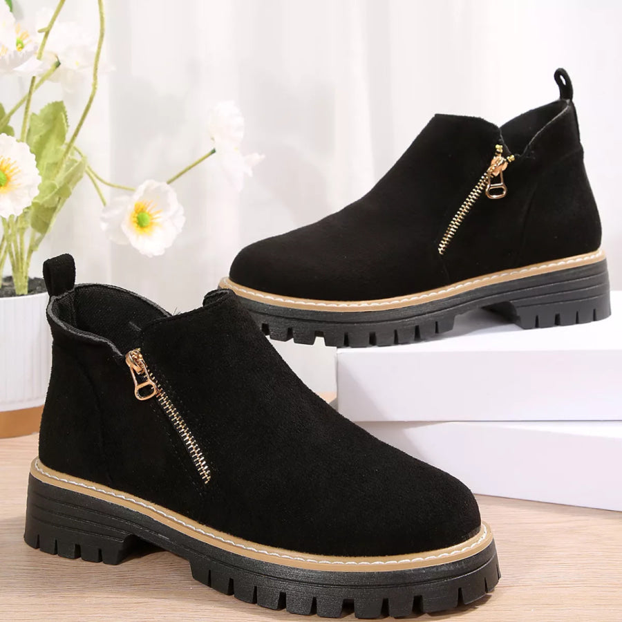 Side Zip Ankle Boots Apparel and Accessories