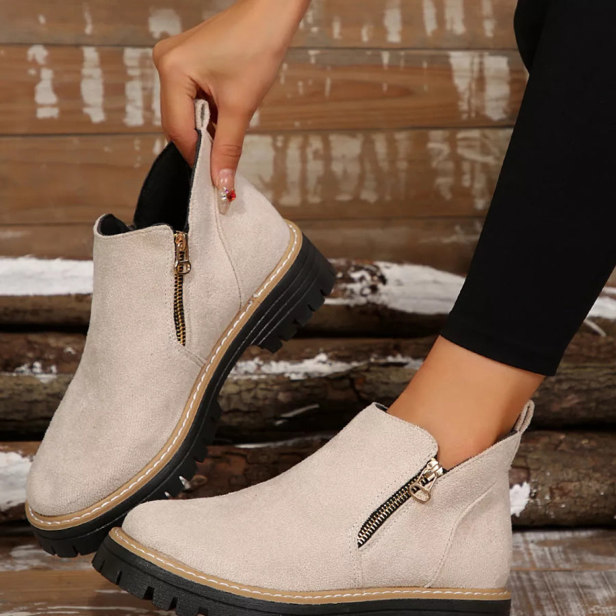 Side Zip Ankle Boots Apparel and Accessories