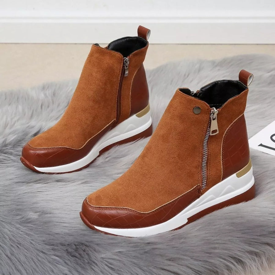 Side Zipper Ankle Boots Apparel and Accessories