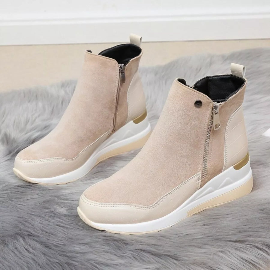 Side Zipper Ankle Boots Apparel and Accessories