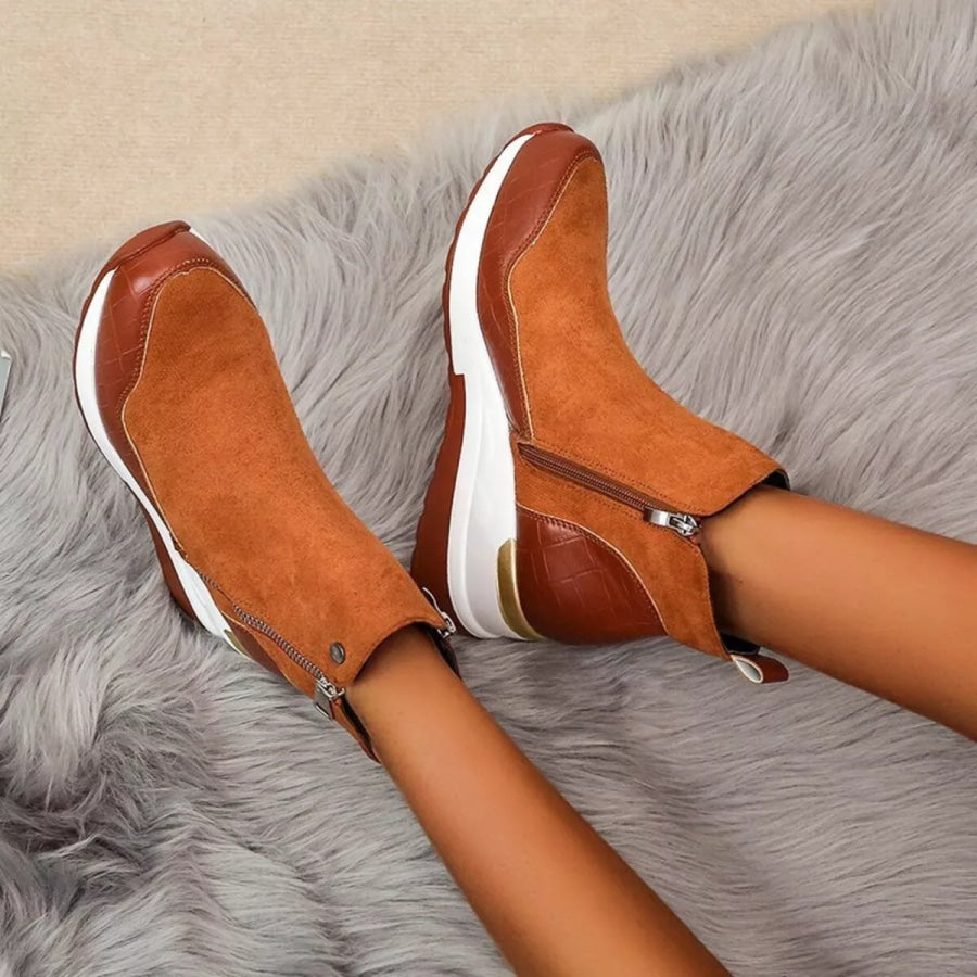 Side Zipper Ankle Boots Apparel and Accessories