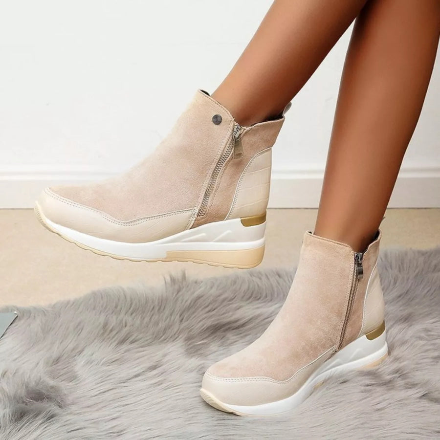 Side Zipper Ankle Boots Apparel and Accessories