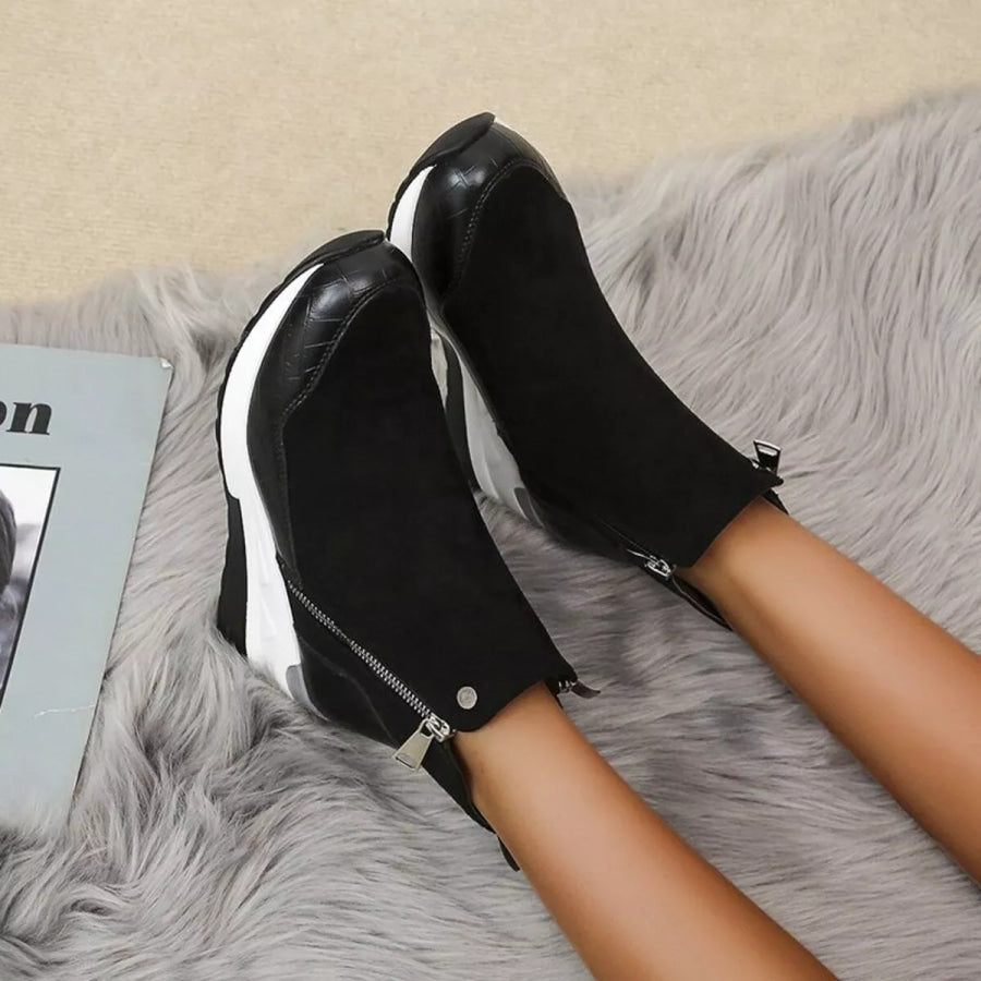 Side Zipper Ankle Boots Apparel and Accessories