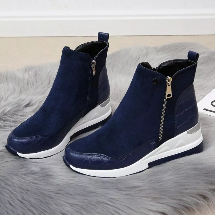 Side Zipper Ankle Boots Apparel and Accessories