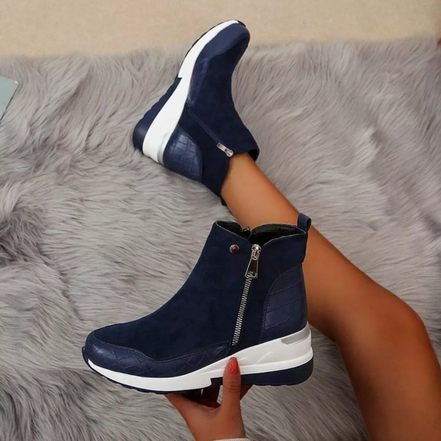 Side Zipper Ankle Boots Apparel and Accessories