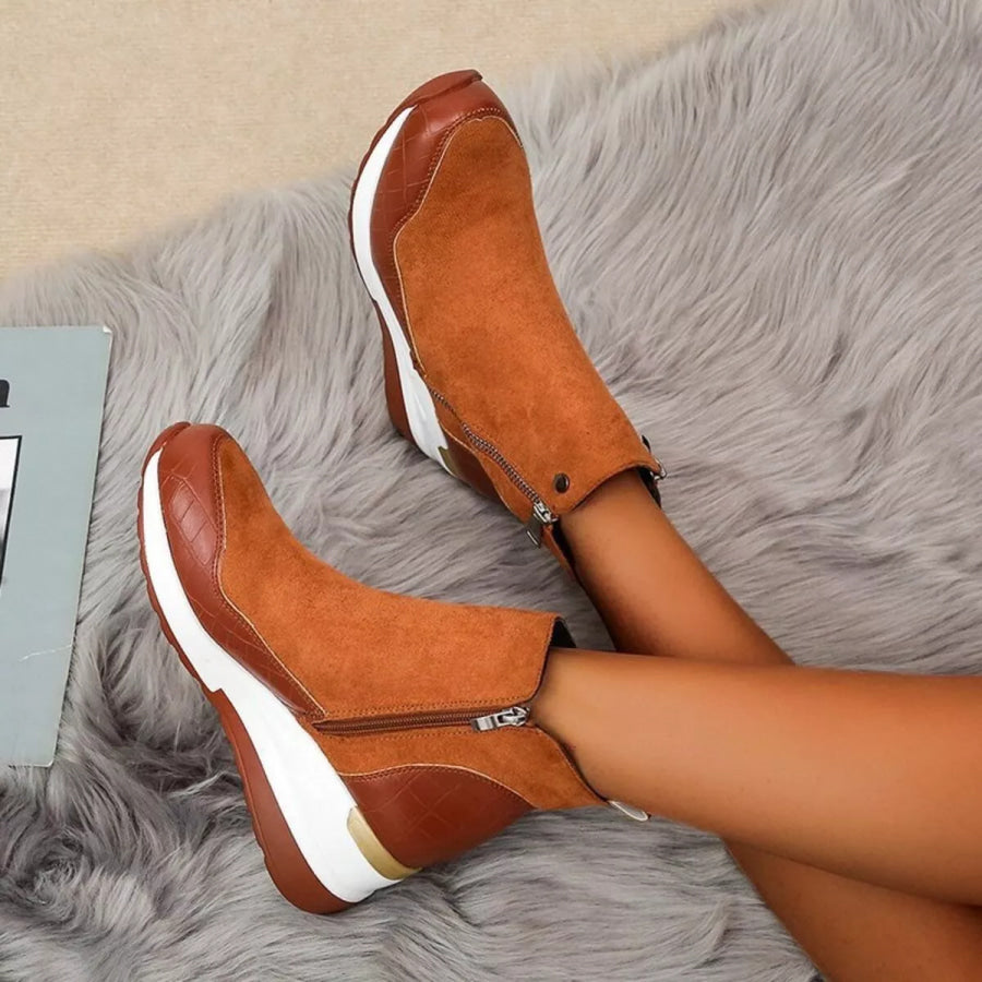Side Zipper Ankle Boots Apparel and Accessories