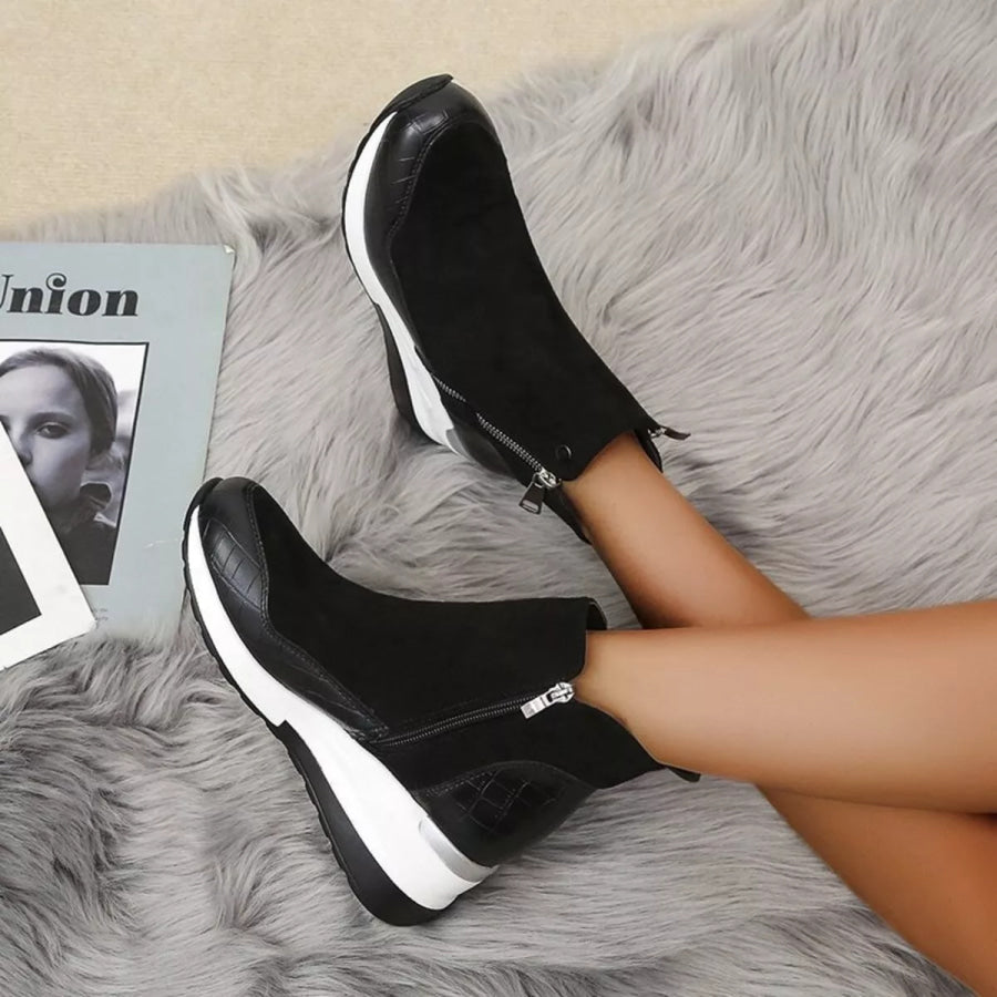 Side Zipper Ankle Boots Apparel and Accessories