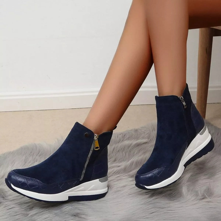Side Zipper Ankle Boots Apparel and Accessories