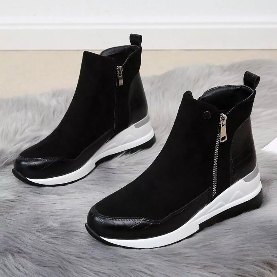 Side Zipper Ankle Boots Black / 35 Apparel and Accessories