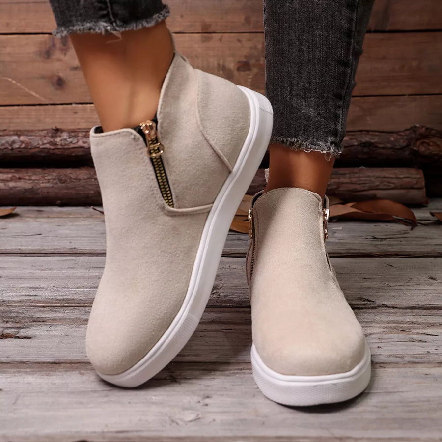 Side Zipper Flat Sneakers Apparel and Accessories