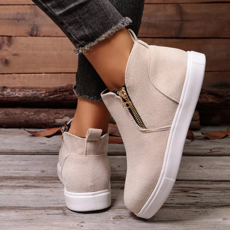 Side Zipper Flat Sneakers Apparel and Accessories
