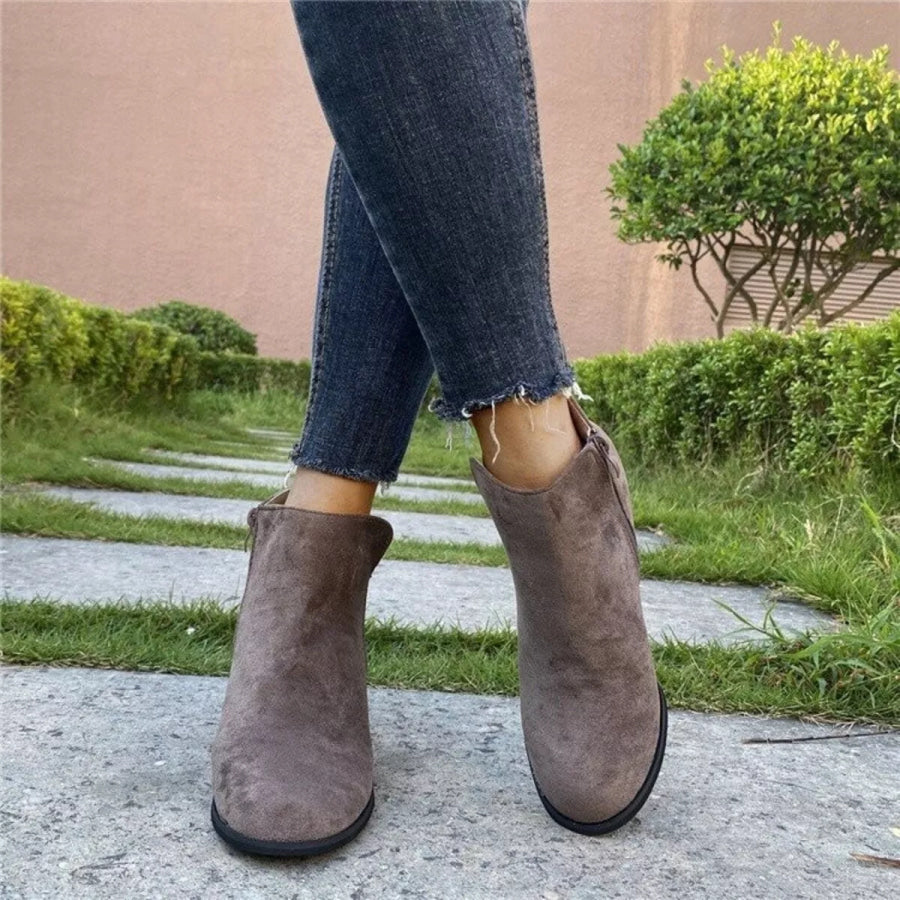 Side Zipper Wedge Boots Apparel and Accessories