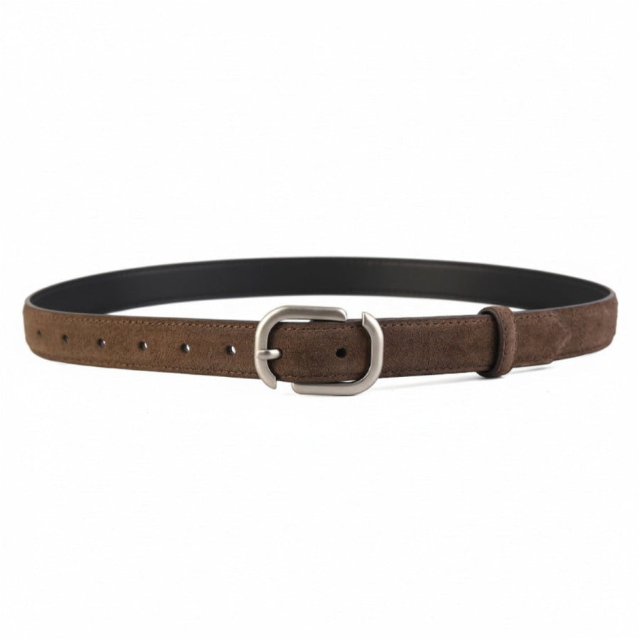 Silver Buckle Belt Coffee Brown / One Size Apparel and Accessories