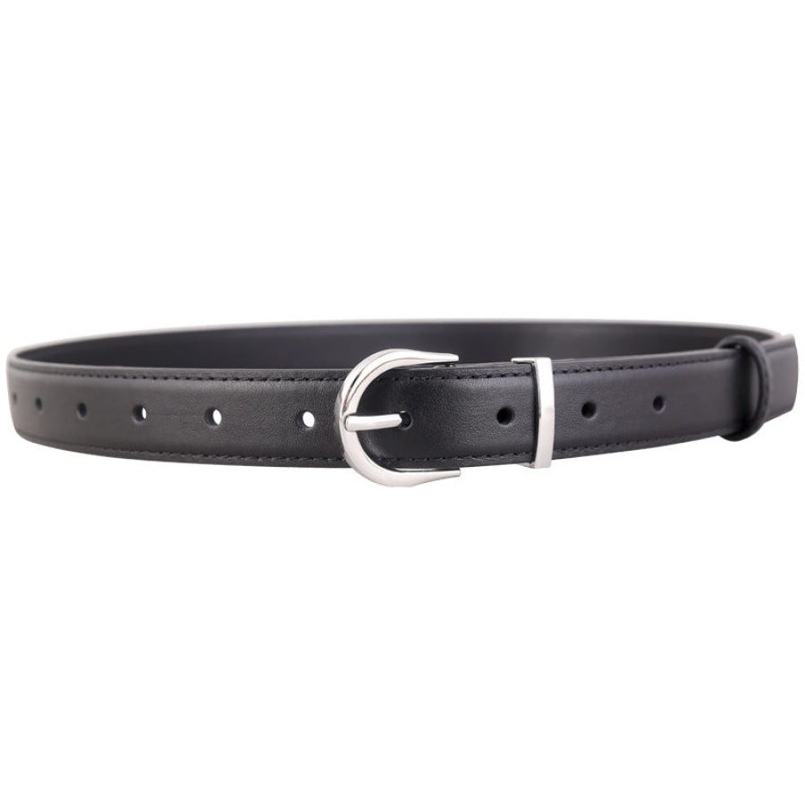 Silver Buckle Leather Belt Apparel and Accessories