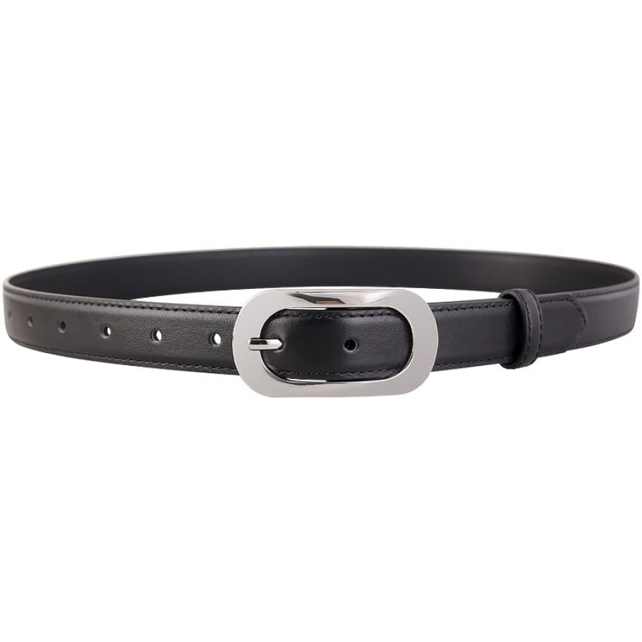 Silver Buckle Leather Belt Apparel and Accessories