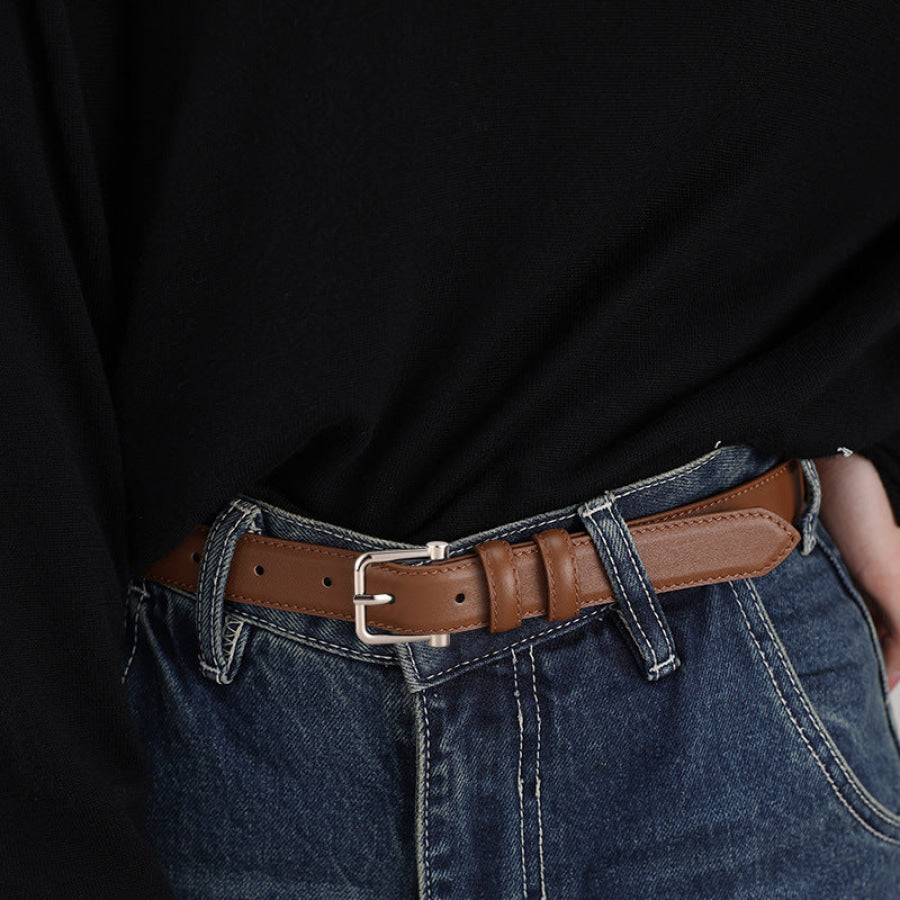 Silver Buckle Leather Belt Apparel and Accessories