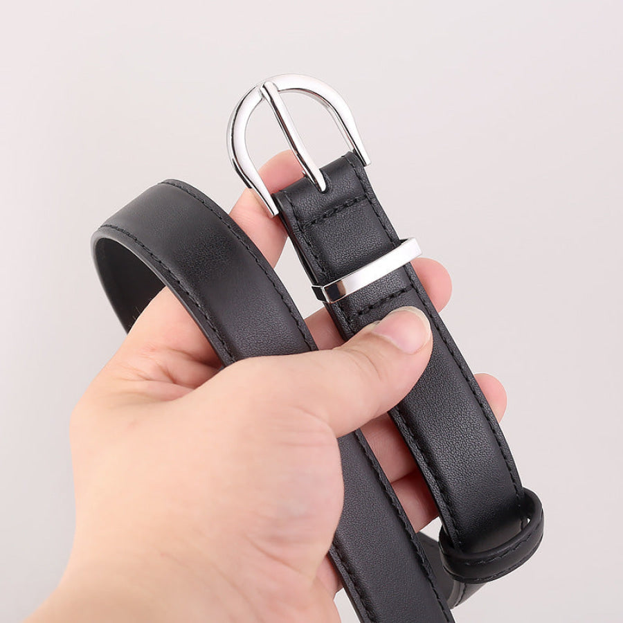Silver Buckle Leather Belt Apparel and Accessories