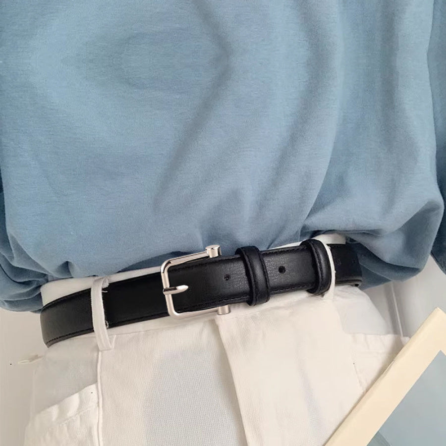 Silver Buckle Leather Belt Apparel and Accessories