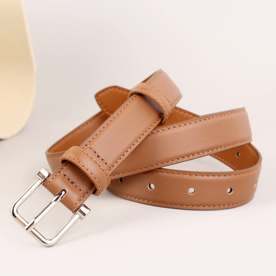 Silver Buckle Leather Belt Apparel and Accessories