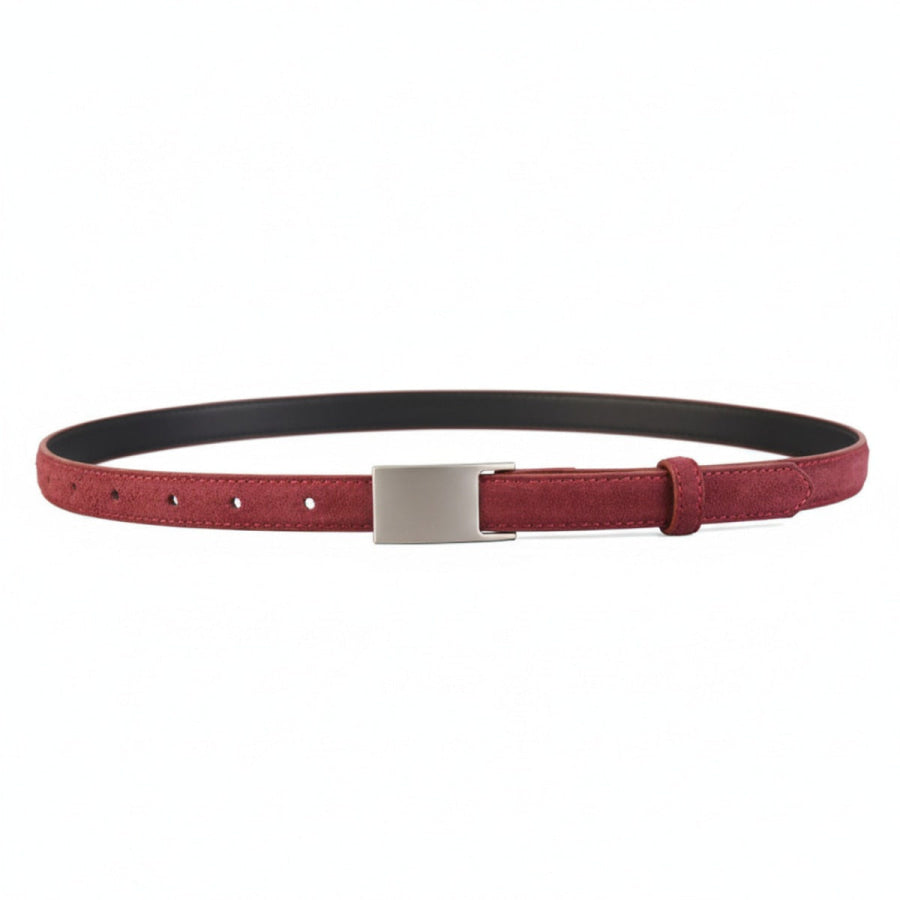 Silver Buckle Skinny Belt Apparel and Accessories