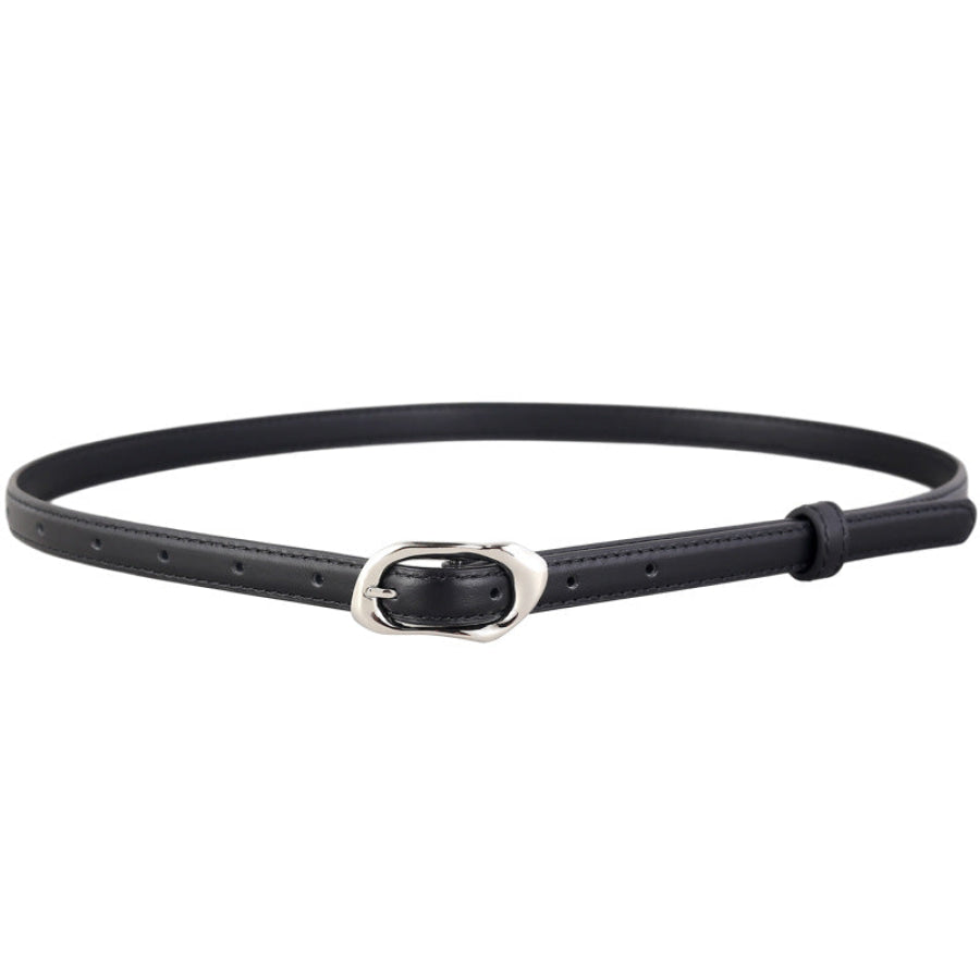Silver Buckle Skinny Belt Apparel and Accessories