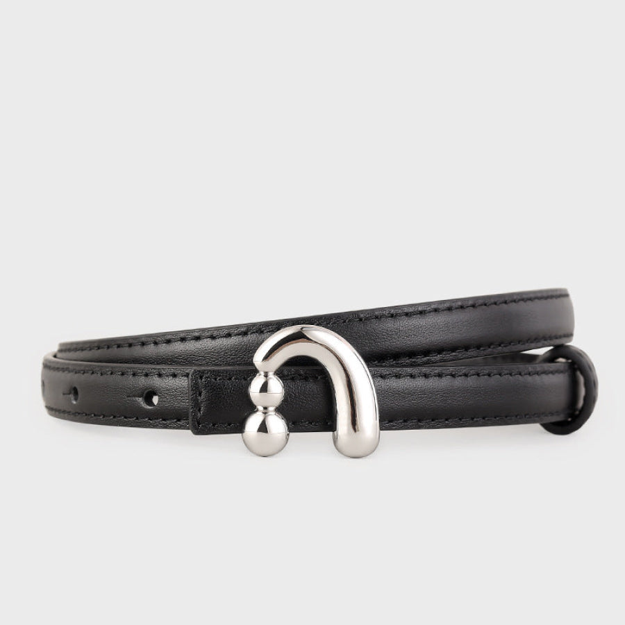 Silver Buckle Skinny Leather Belt Apparel and Accessories
