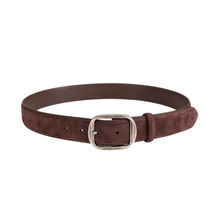 Silver Buckle Wide Waist Belt Dark Brown / ONESIZE Apparel and Accessories