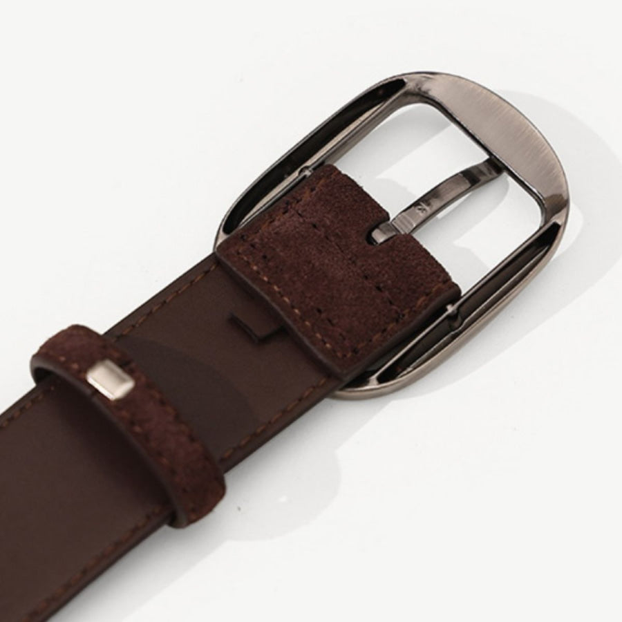 Silver Buckle Wide Waist Belt Dark Brown / ONESIZE Apparel and Accessories