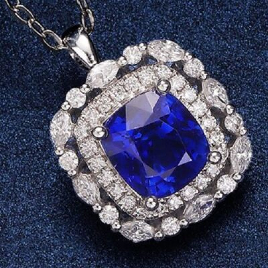 Silver - Plated Artificial Gemstone Pendant Necklace Silver / One Size Apparel and Accessories