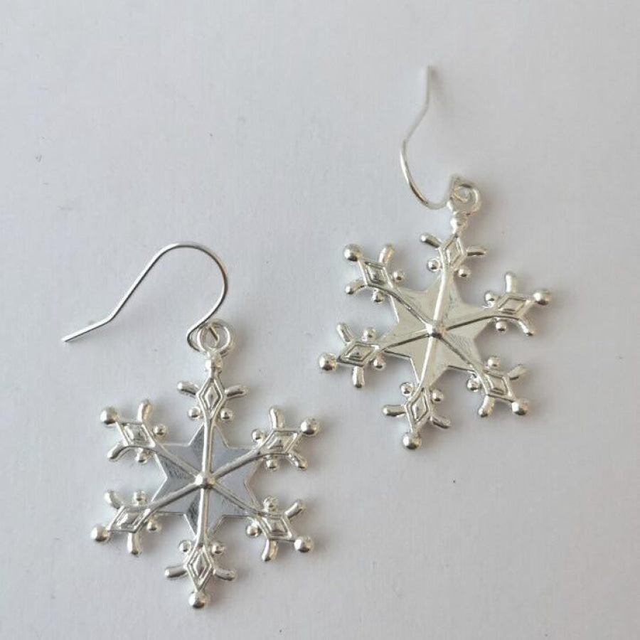 Silver-Plated Snowflakes Earrings Silver / One Size Apparel and Accessories