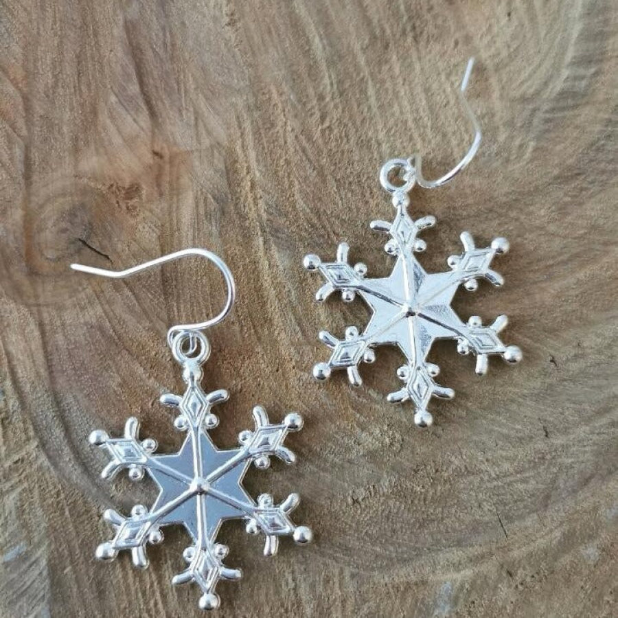 Silver-Plated Snowflakes Earrings Silver / One Size Apparel and Accessories