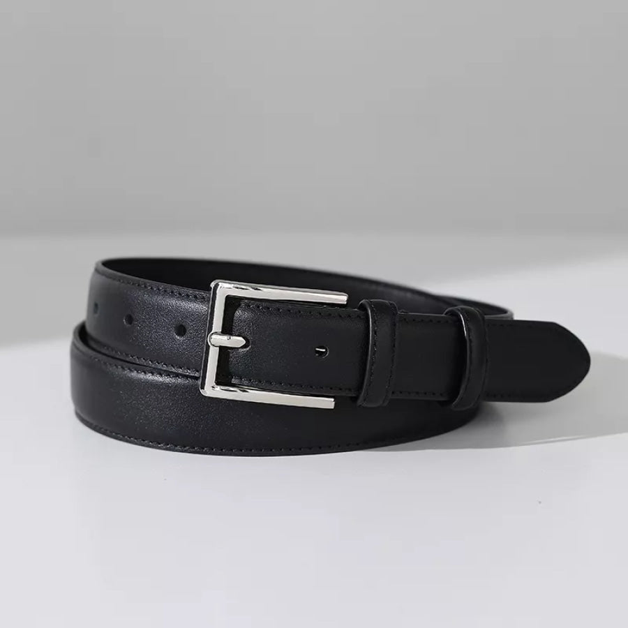 Silver Square Buckle Belt Black / One Size Apparel and Accessories