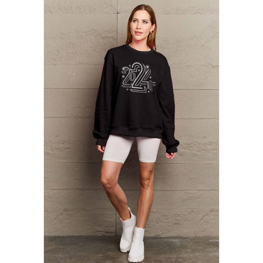 Simply Love Full Size 2024 Round Neck Dropped Shoulder Sweatshirt Apparel and Accessories
