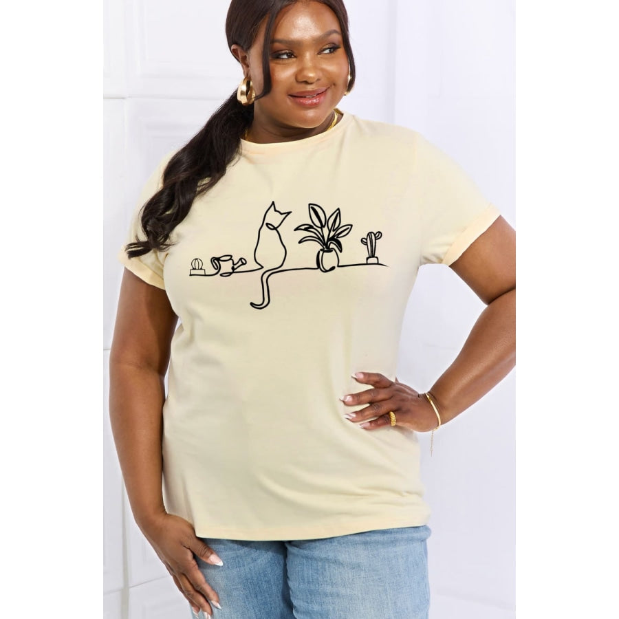 Simply Love Full Size Cat Graphic Cotton Tee