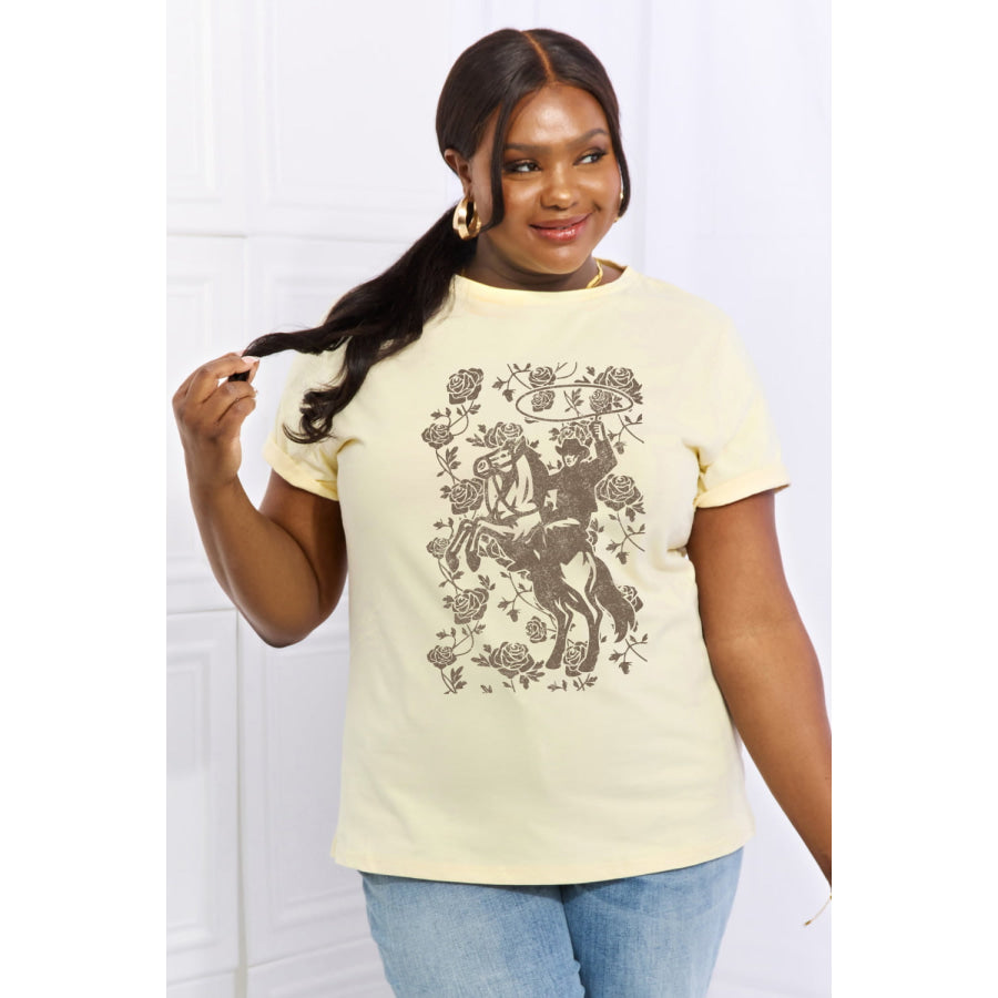 Simply Love Simply Love Full Size Cowboy Graphic Cotton Tee Apparel and Accessories
