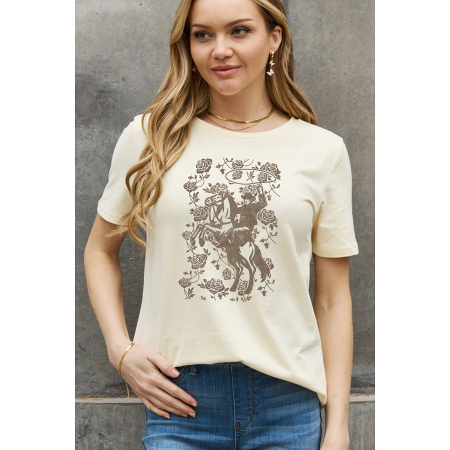 Simply Love Simply Love Full Size Cowboy Graphic Cotton Tee Ivory / S Apparel and Accessories