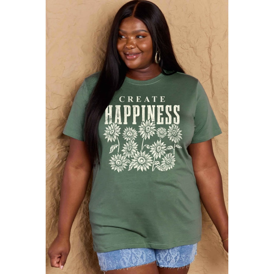 Simply Love Full Size CREATE HAPPINESS Graphic Cotton T-Shirt