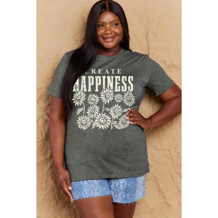 Simply Love Full Size CREATE HAPPINESS Graphic Cotton T-Shirt