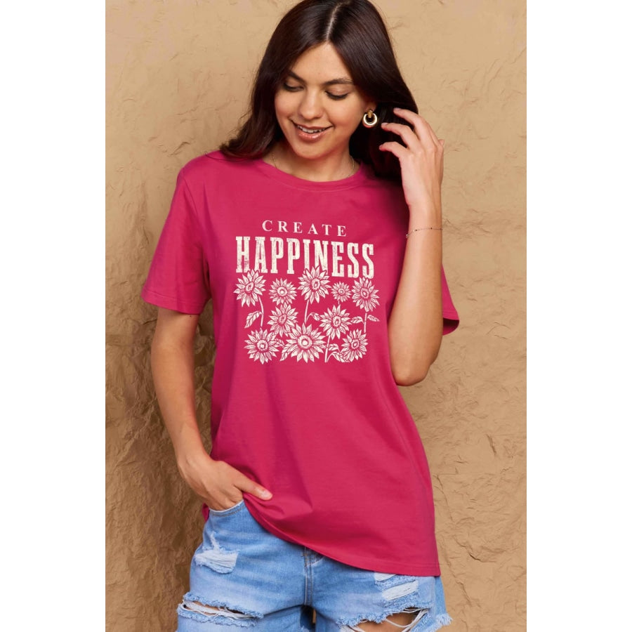 Simply Love Full Size CREATE HAPPINESS Graphic Cotton T-Shirt