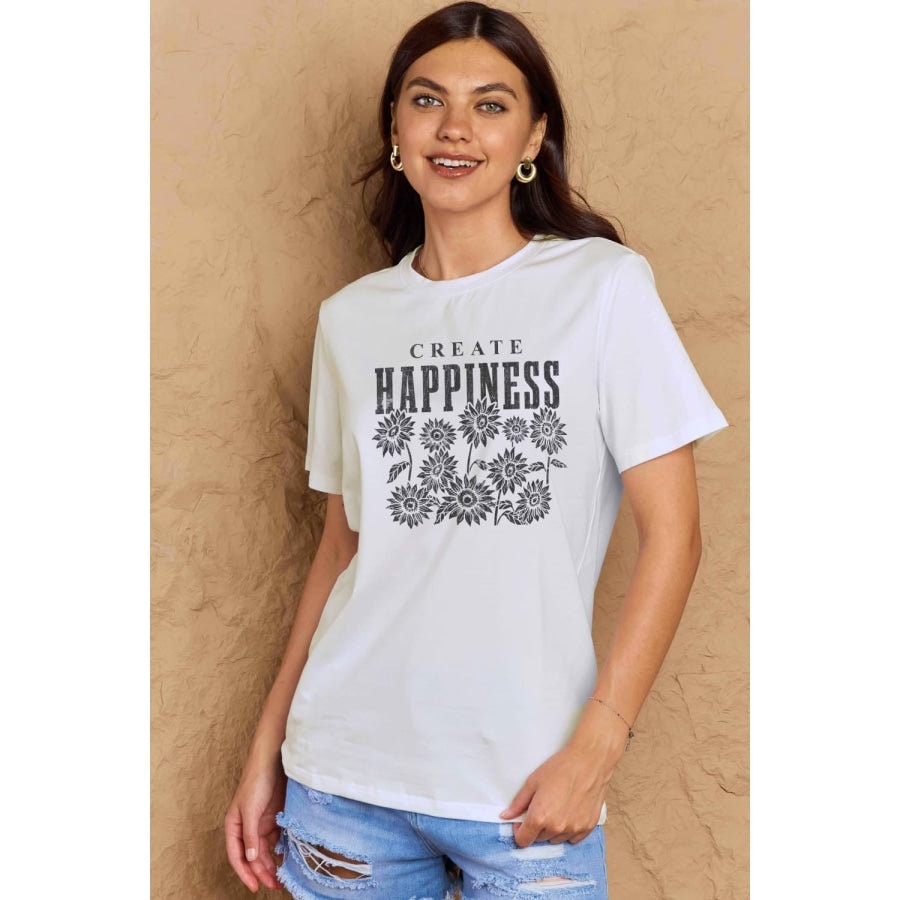 Simply Love Full Size CREATE HAPPINESS Graphic Cotton T-Shirt