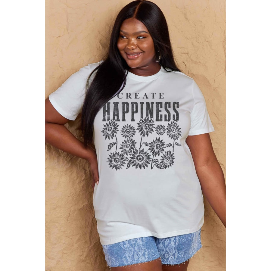 Simply Love Full Size CREATE HAPPINESS Graphic Cotton T-Shirt