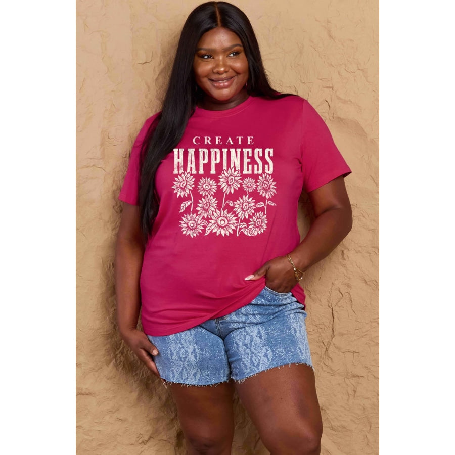 Simply Love Full Size CREATE HAPPINESS Graphic Cotton T-Shirt