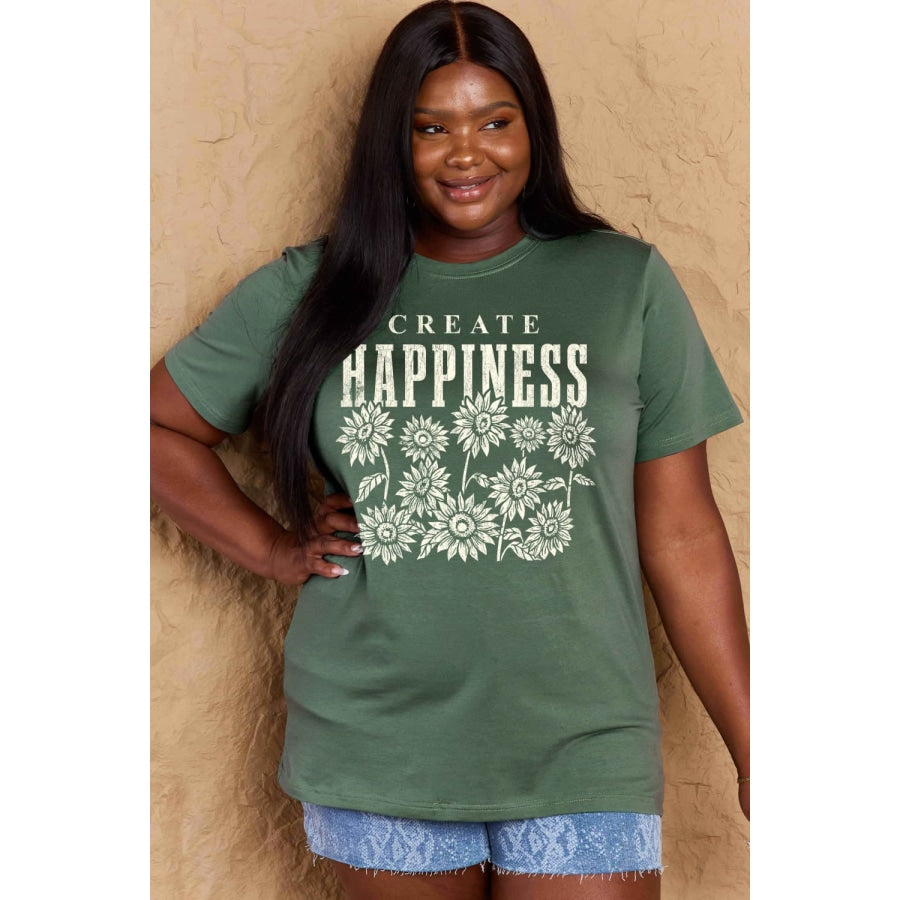 Simply Love Full Size CREATE HAPPINESS Graphic Cotton T-Shirt