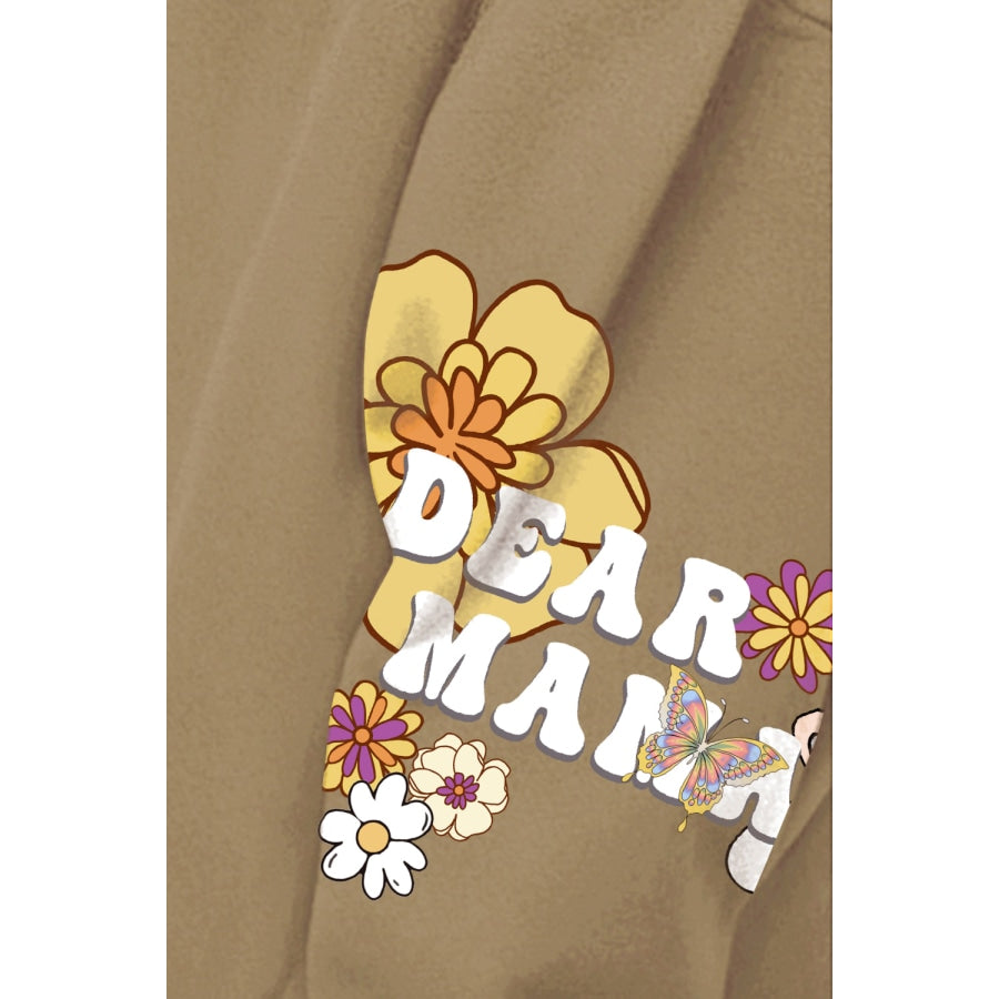 Simply Love Full Size DEAR MAMA Flower Graphic Hoodie