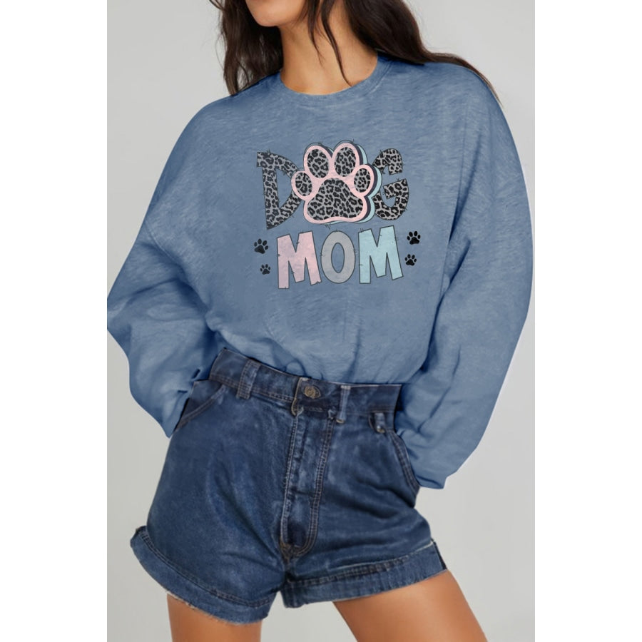 Simply Love Simply Love Full Size DOG MOM Graphic Sweatshirt Cloudy Blue / S