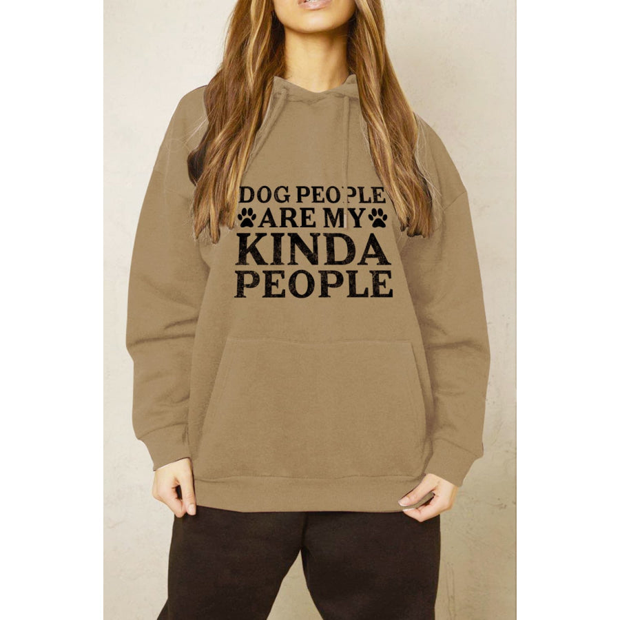 Simply Love Full Size Dog Paw Slogan Graphic Hoodie Taupe / S