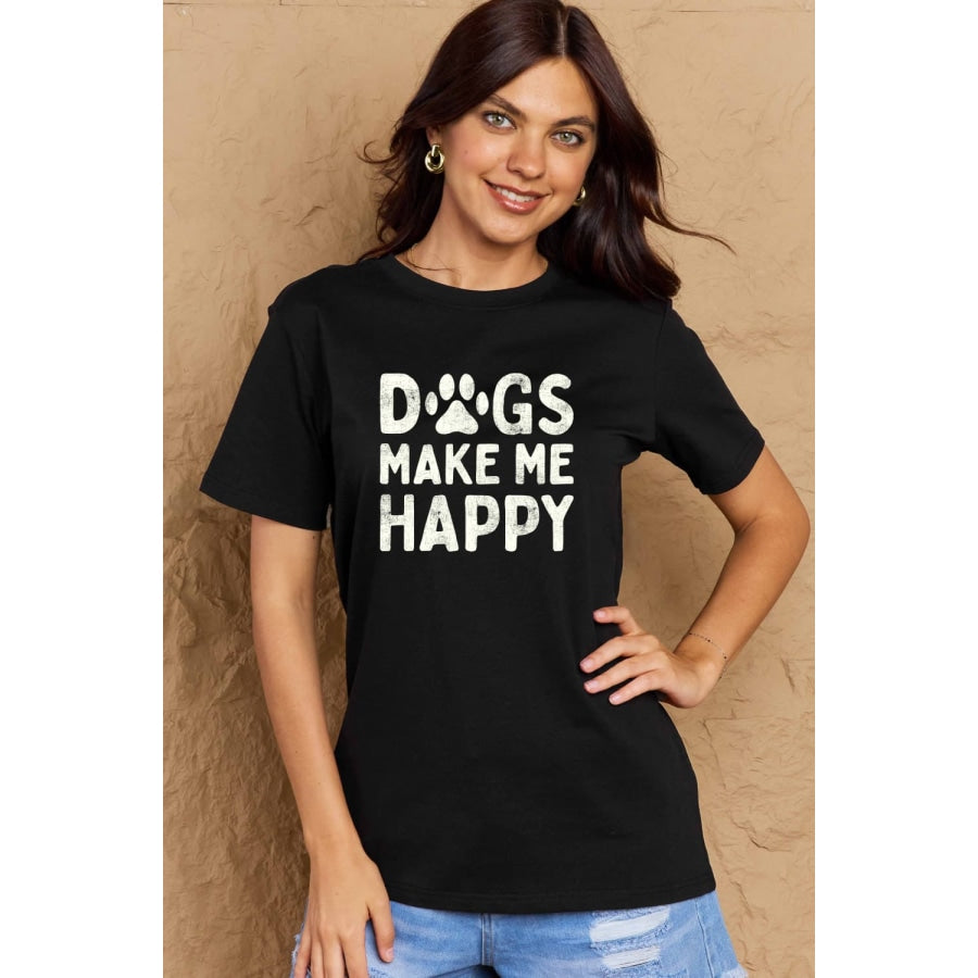Simply Love Full Size DOGS MAKE ME HAPPY Graphic Cotton T-Shirt