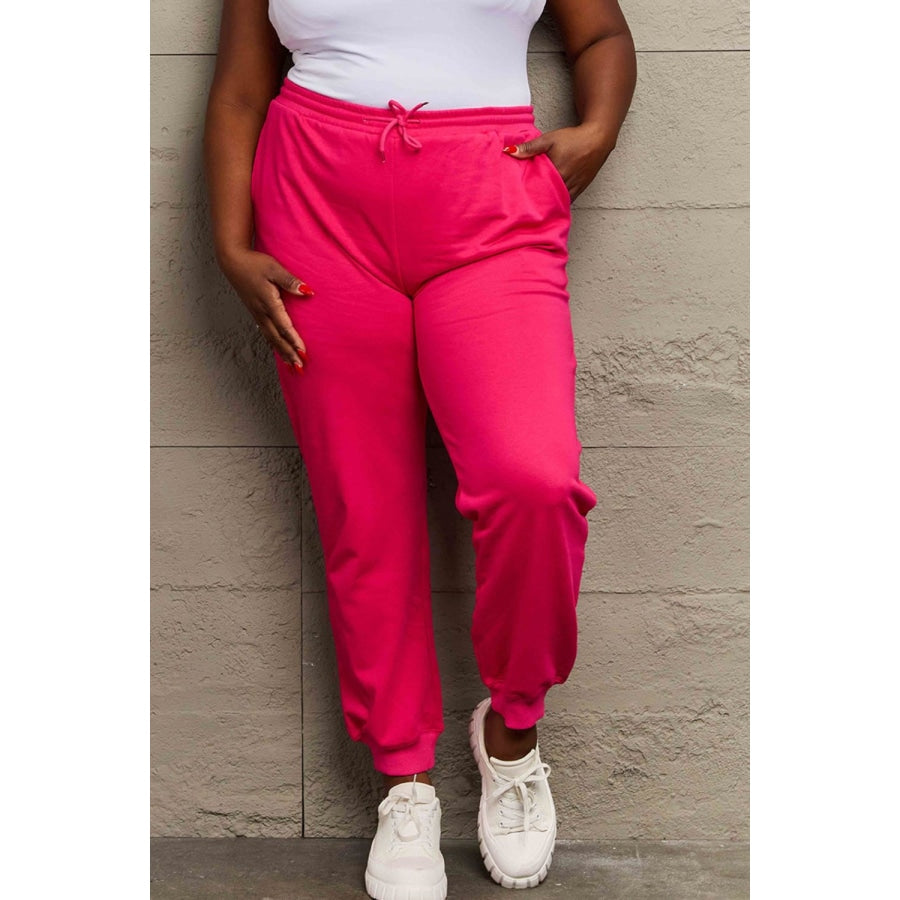 Simply Love Full Size Drawstring Sweatpants Hot Pink / S