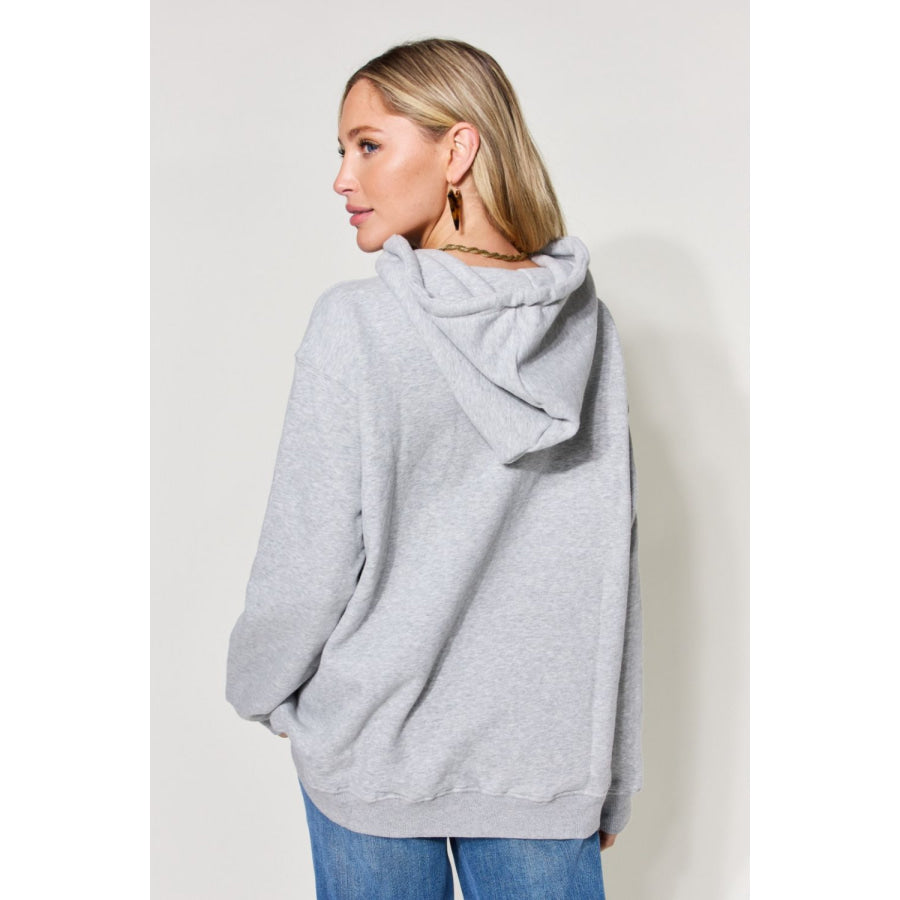 Simply Love Full Size Easter Bunny Graphic Drawstring Long Sleeve Hoodie Light Gray / S Apparel and Accessories